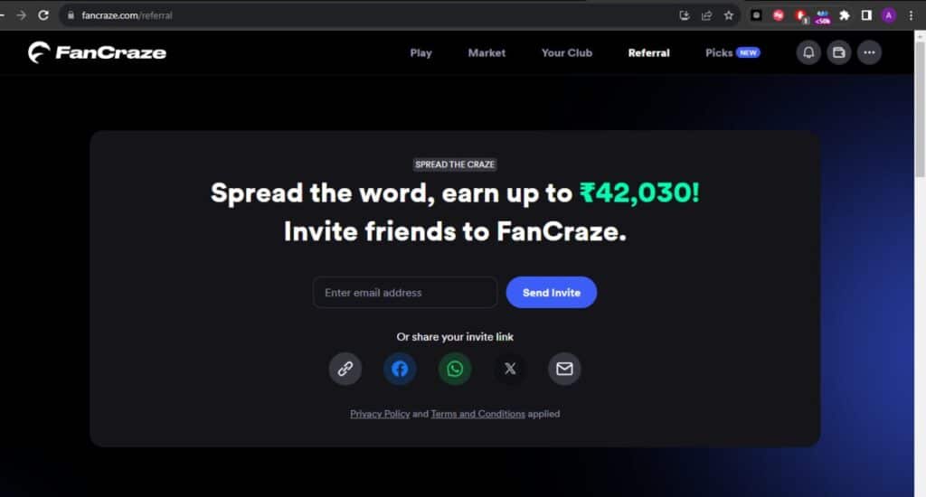Fan Craze Referral Code (UMVSPZGG) Sign Up Now to Claim your ₹4,165 Reward.